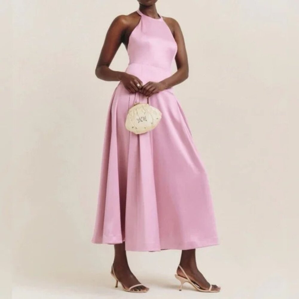 NWT Reformation Praline Pink Lilyann Satin Maxi Dress 2